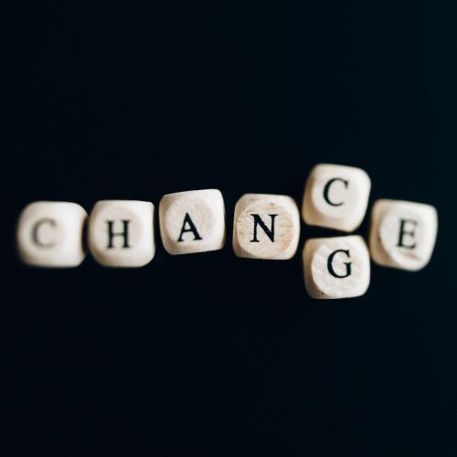 Toy letter blocks that ready CHANGE and CHANCE