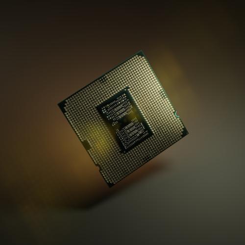 Photo of a computer chip with dramatic lighting.