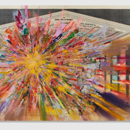 Firelei Báez, Untitled (Temple of Time), 2020, oil, acrylic and inkjet on canvas, Wilks Family Collection, Courtesy the Artist and Hauser & Wirth, New York, Photo: Phoebe d’Heurle, © Firelei Báez