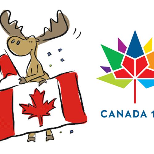 Canada 150th; Moose with Canadian flags