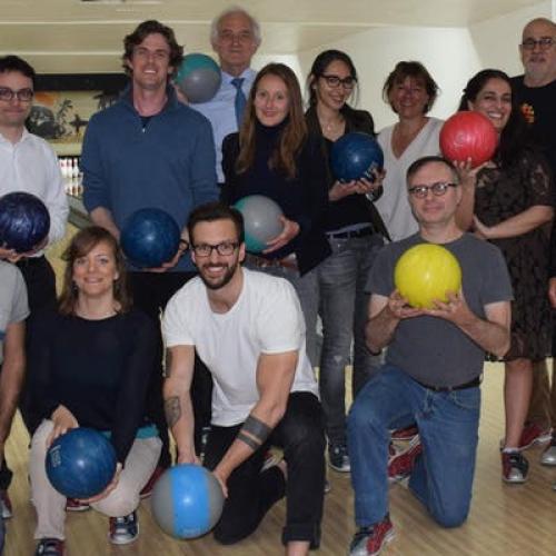 Picture of Canadian university alumni bowling