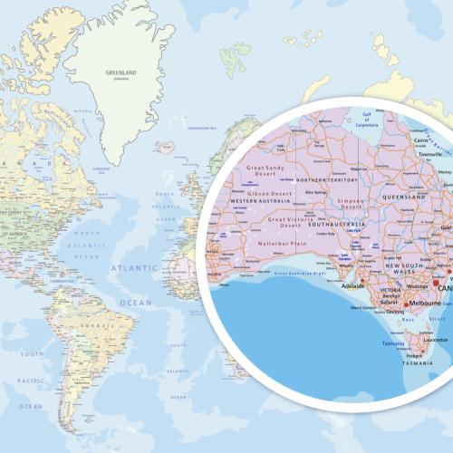 Map of Australia and Oceania