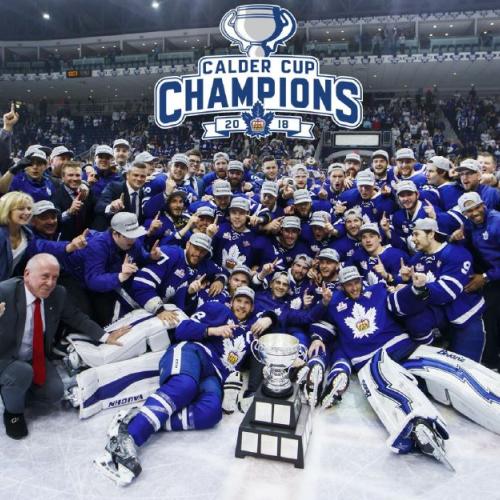 Toronto Marlies gathered on the ice in a group shot