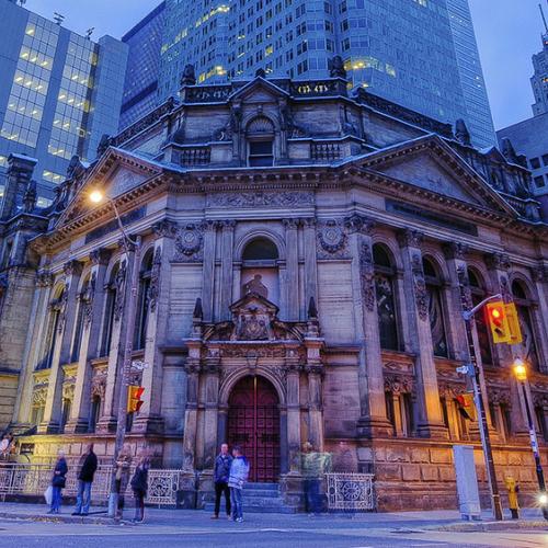 Hockey Hall of Fame at night